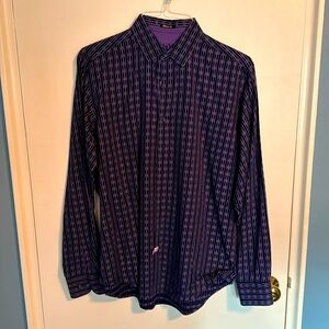 Bugatchi Classic Fit Button Down Shirt Large Purple